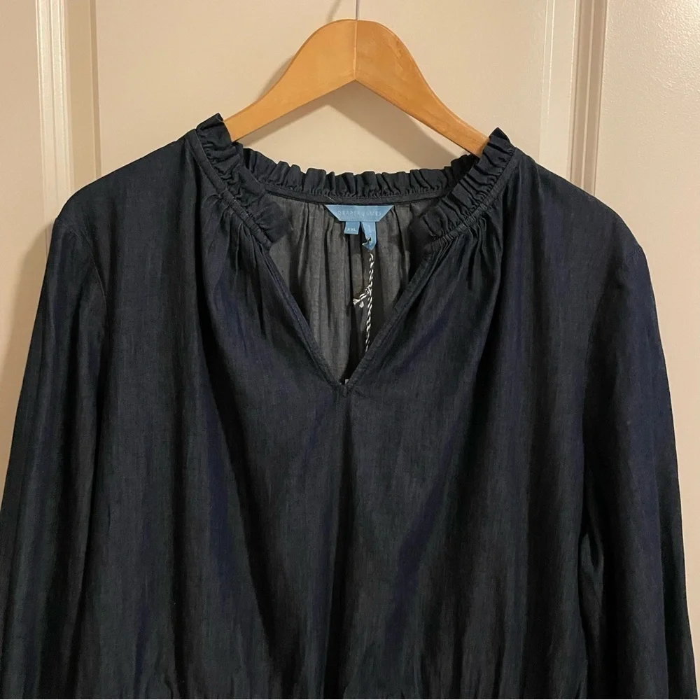 NWT Draper James Chambray Popover Dress Dark Wash Style DRD0582 Blue Size XXL